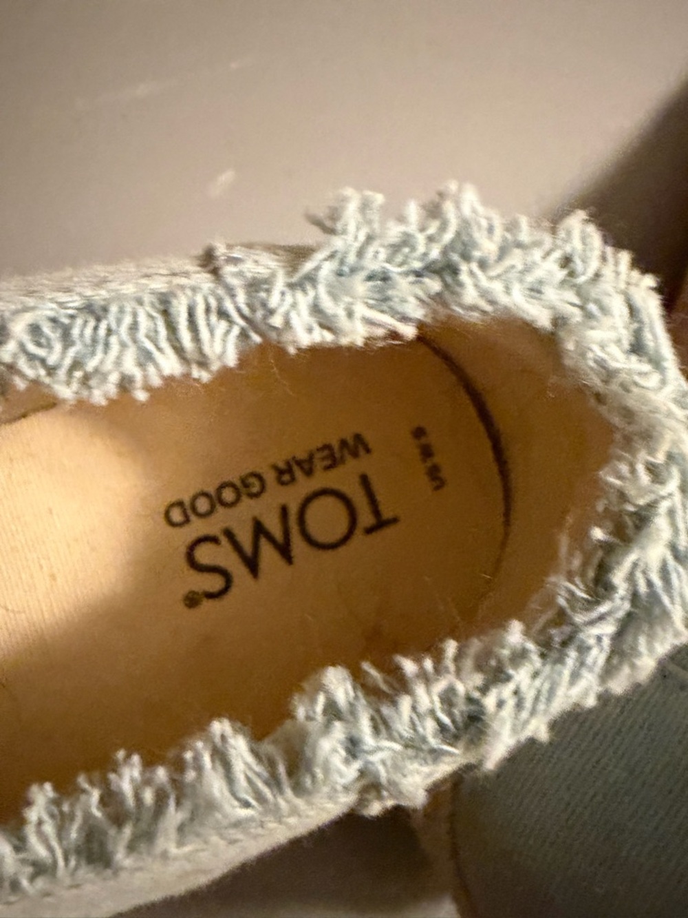 Toms Light Blue Frayed Canvas Slip-On Loafers - Picture 3 of 3
